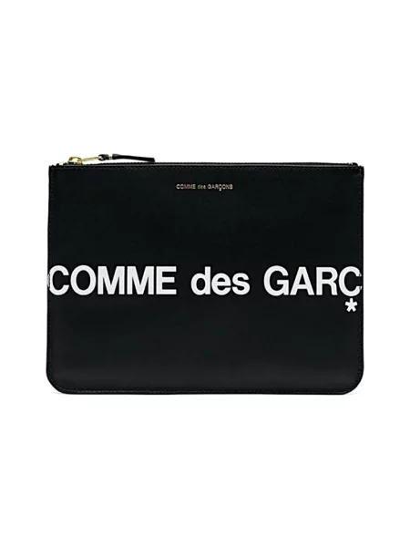 Portfel Comme Des Garcons skórzany z logo czarny