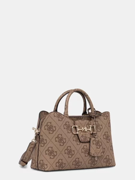 Geanta crossbody Guess cu autograf bej