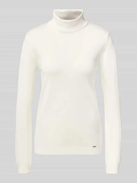 Sweter z golfem o kroju slim fit z mieszanki More & More biały