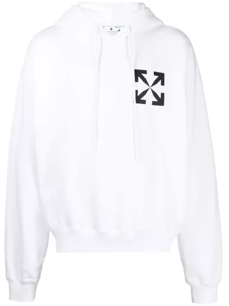 Hanorac cu glugă Off-white cu imagine alb