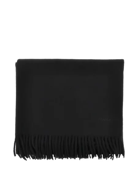 Kašmírový šál Max Mara s třásněmi černý