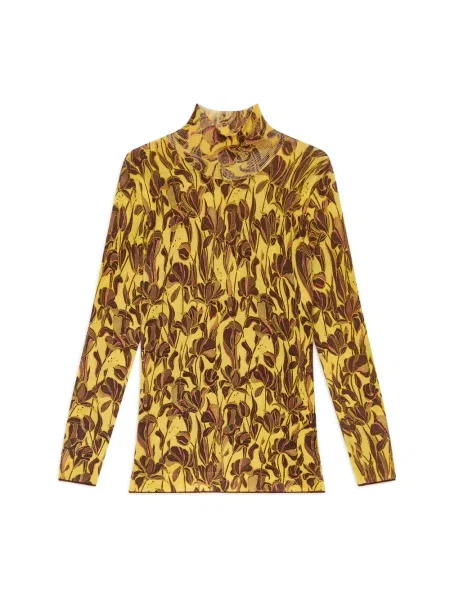 Dzianinowy sweter Maliparmi z nadrukiem żółty