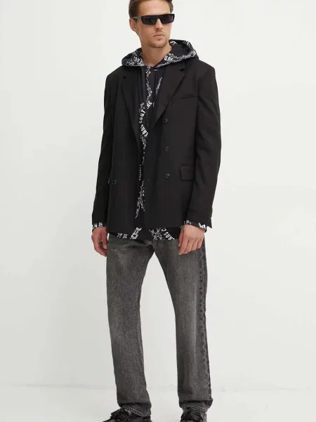 Versace Jeans Couture bluza z kapturem wzorzysta czarny