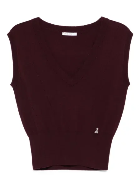 Vlněná vesta Patrizia Pepe s výstřihem do v fialová