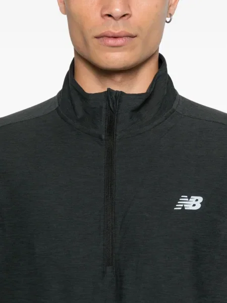 Tricou New Balance cu broderie cu decolteu rotund negru