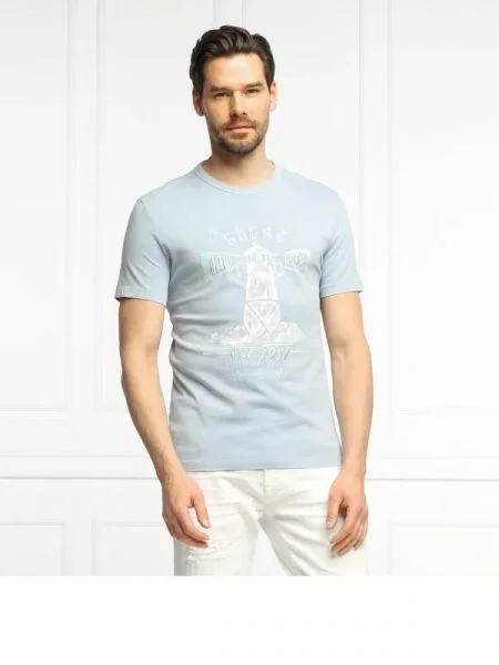 GUESS Tricou Thewat albastru