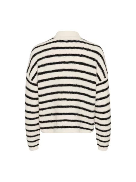 Krótki kardigan Gestuz wełniany w paski czarny