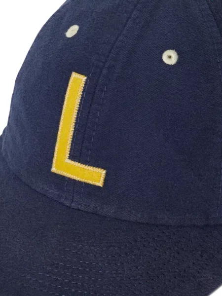 Копринена карирана шапка с козирки Polo Ralph Lauren с автограф синьо