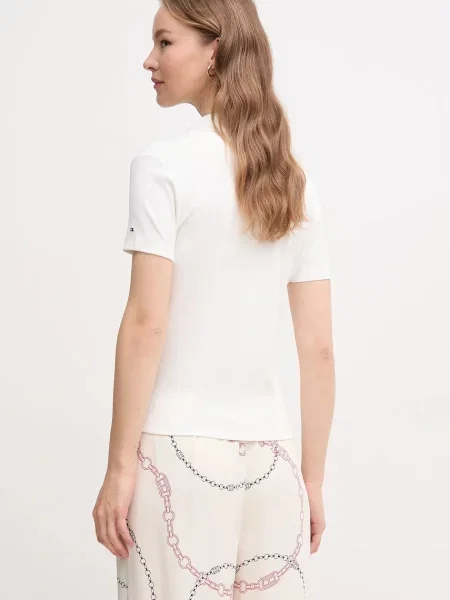Tommy Hilfiger Pólóing Slim Gold Button Polo Ss Regular Fit fehér