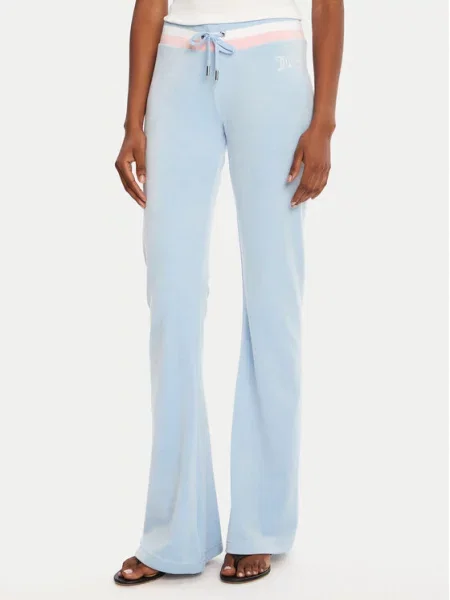 Juicy Couture Spodnji del trenirke Velour Svetlo modra