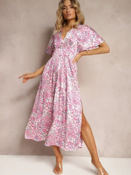 Rochie Violetă Cloș cu Decorativă în Talie Dovbia