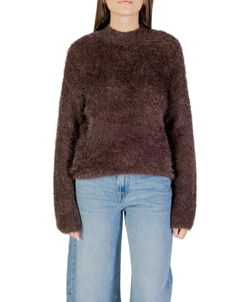 Pulover Only cu mâneci lungi lung maro