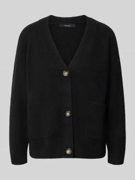 Kurtka z dzianiny o kroju comfort fit z dekoltem w serek model ‘BOOM’ Vero Moda czarna