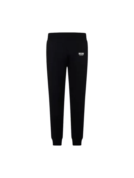 Joggery Moschino polarowe z nadrukiem czarne