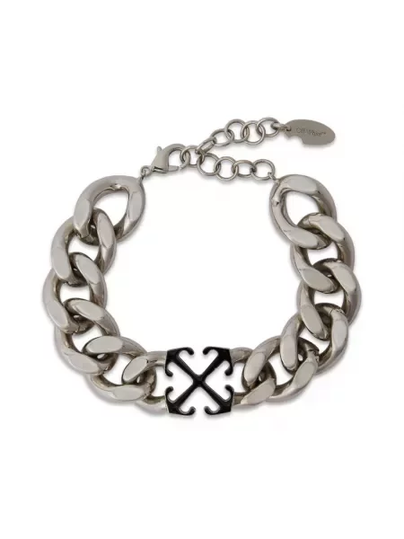 Off-White Bangle Bracelet Silver/ Black Universal biała