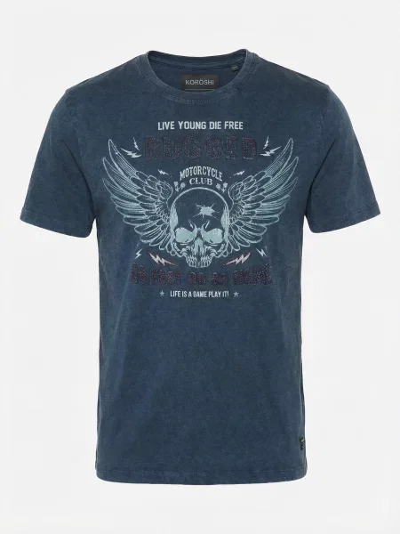 KOROSHI Tricou indigo / noapte albastru