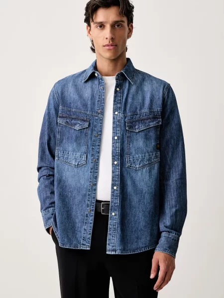 G-Star cămașă de damă din denim Dakota regular albastru
