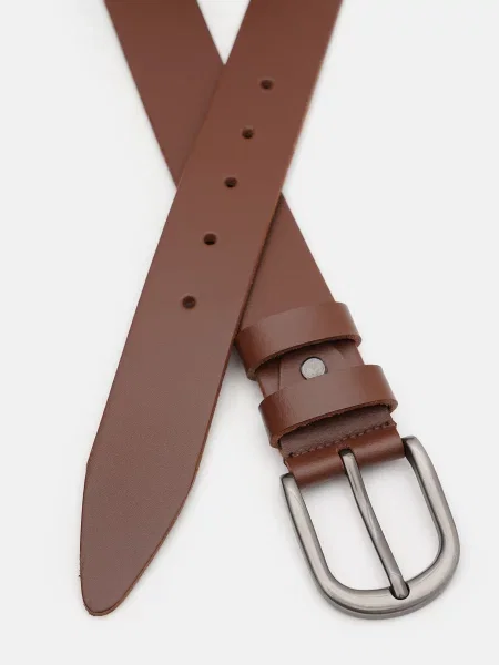 Кожаный ремень Borsa Leather с ремешками коричневый