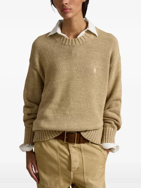 Vunena majica Polo Ralph Lauren s okruglim izrezom iznad koljena narančasta