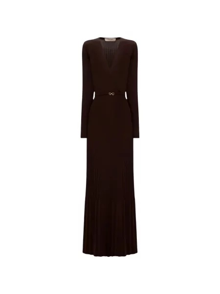Cu centură rochie midi Twinset tricotate maro
