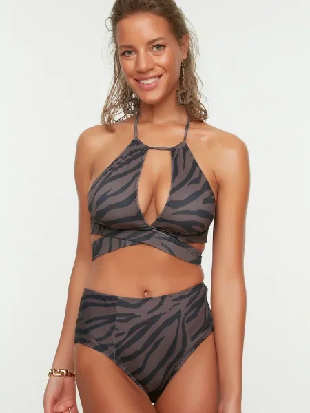 Bikini Trendyol z nadrukiem brązowe