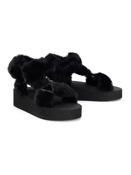 Lniane klapki Red Valentino czarne