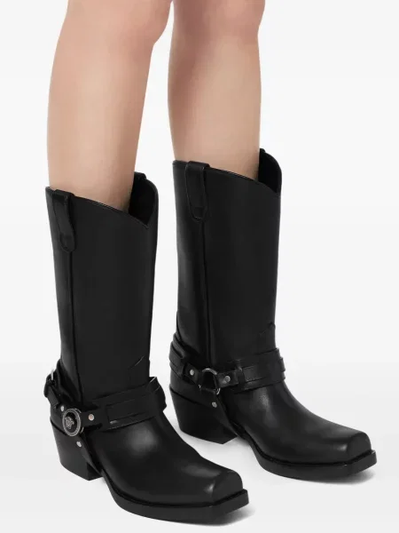 Botine Versace din piele cowboy negru
