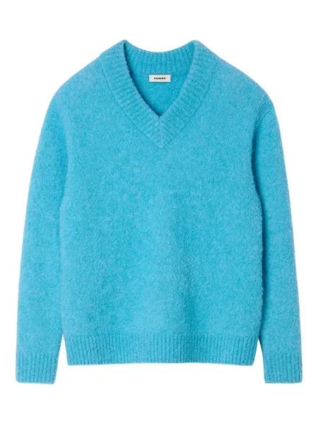 Pulover Sandro de lână cu decolteu în V albastru