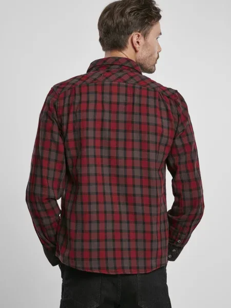 Brandit Košile brokátová / tmavě hnědá / třešeň červená