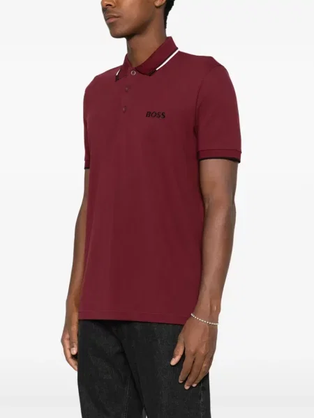 Tricou polo Boss cu broderie roșu