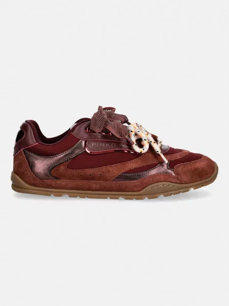 Pinko Sneakers YULIA 01 | piele întoarsă bordo