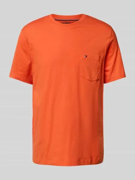 T-shirt o kroju regular fit z czystej bawełny Tommy Hilfiger pomarańczowa