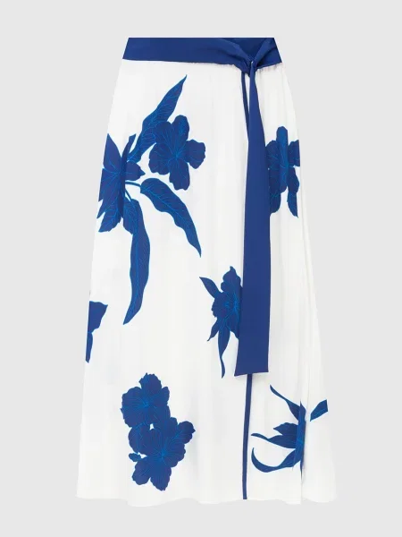 Спідниця міді з квітковим візерунком Loro Piana біла