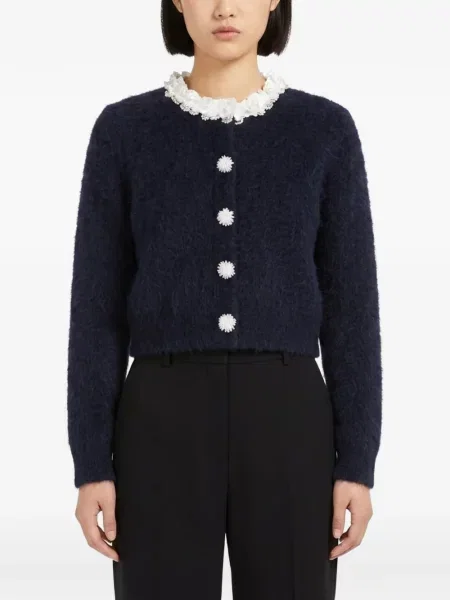 Cardigan Self-portrait cu perle cu model floral albastru