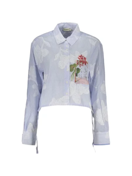 Cămașă Desigual cu dungi cu imagine albastru