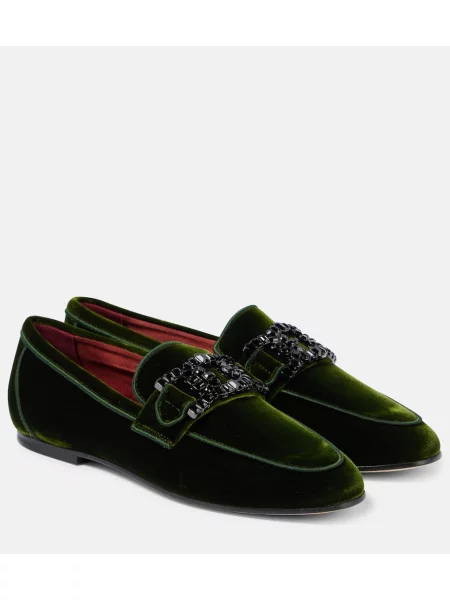 Pantofi loafer Tod's de catifea verde