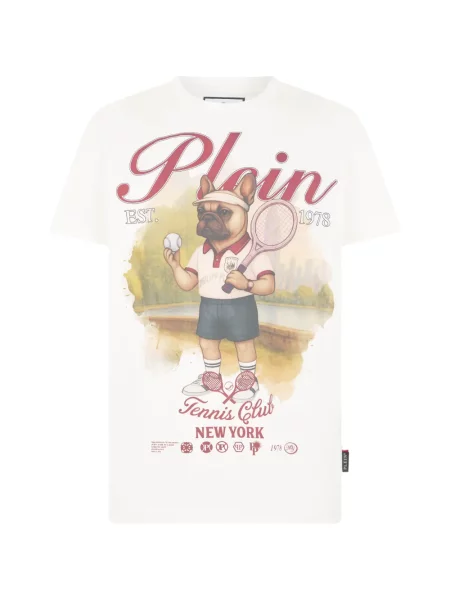 Tricou Philipp Plein cu decolteu rotund alb
