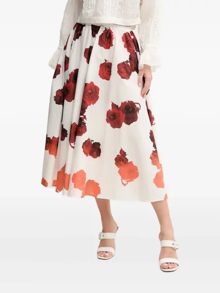 Fusta plisata Liviana Conti cu imagine plisată până la genunchi alb