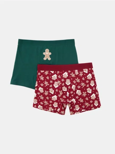 Sinsay Vánoční boxerky s motivem perníkového panáčka 2 pack vícebarevná