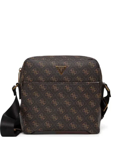 Geantă crossbody Guess cu autograf maro