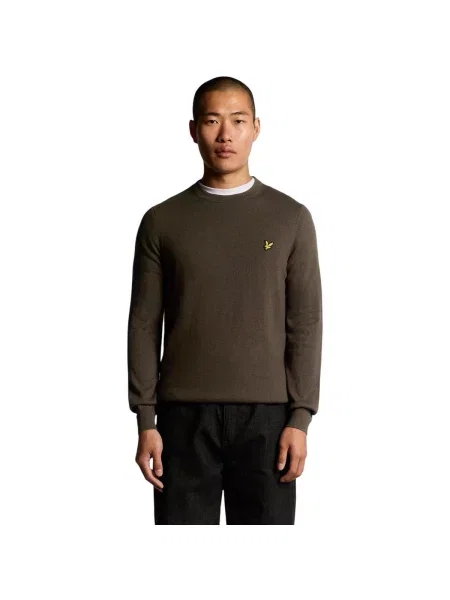 Sveter Lyle & Scott z merina s okrúhlym výstrihom hnedá