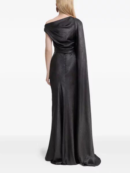 Rochie maxi Gemy Maalouf asimetrică drapată negru