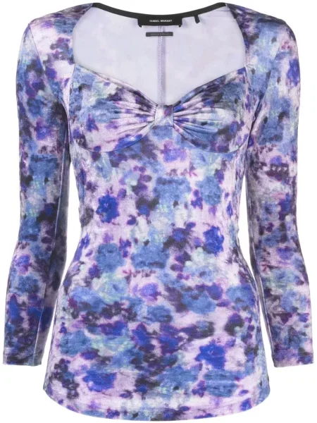 Top Isabel Marant de catifea cu model floral violet