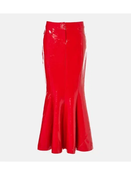 Maksi spódnica skórzana Norma Kamali czerwona