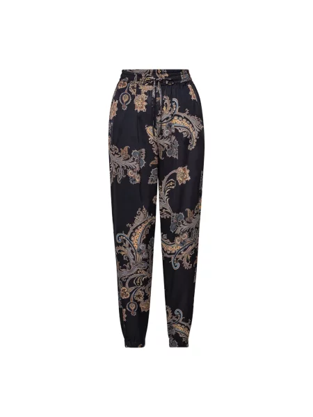 Satynowe wielobarwność spodnie Karmamia z wzorem paisley czarne
