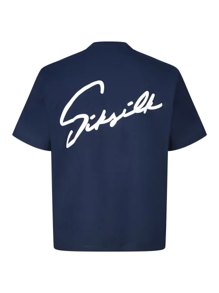 SikSilk Tričko Script námornícka modrá biela