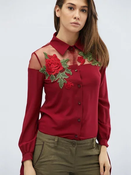 Вишита сорочка CARICA бордовий