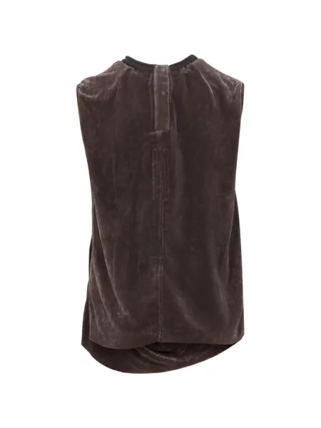 Top Rick Owens fără mâneci drapat maro