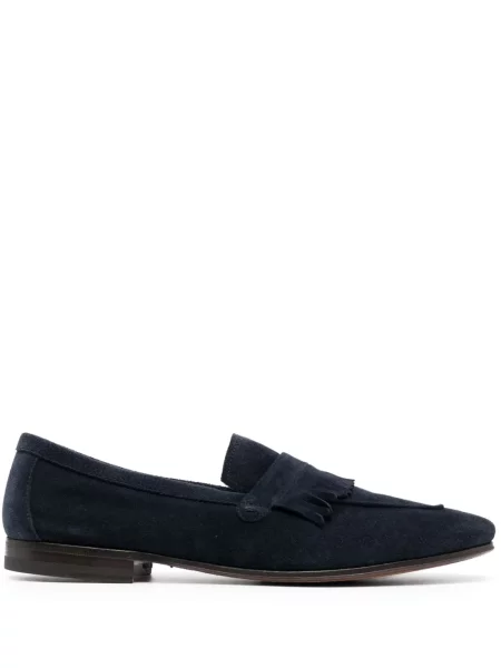 Pantofi loafer Henderson Baracco cu franjuri din piele de căprioară albastru