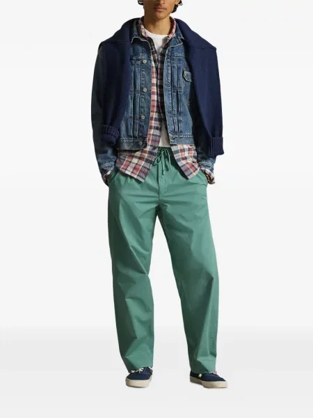 Pruhované stahovací šňůrka tričko Polo Ralph Lauren s autogramem modré